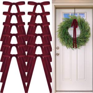 lot 6202 image: Glitinsel Burgundy 24 Pcs Velvet Bows Christmas Tree Ornaments Valentines Day Bows Decoration for Garland Home Coquette Wedding Decor (9 x 13 Inch,Width of 58)