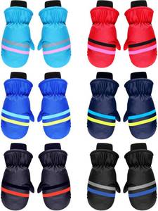 lot 6210 image: SATINIOR 6 Pairs Kids Winter Snow Mittens Gloves Waterproof Toddler Children Warm Baby Ski Gloves for Cold Weather(6-12 Years,Classic Color)