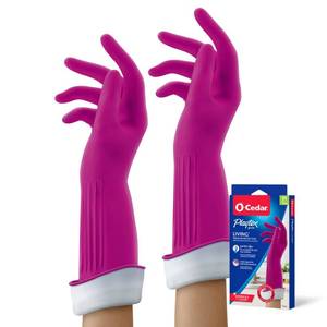 lot 6211 image: Playtex Living Drip-Catch Cuff Gloves, (Medium, 2 Pairs) Premium Protection Reusable Household Gloves