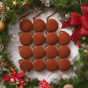 lot 6215 image: Brightown 15 Pcs Brown Velvet Christmas Balls, 3.15 Inch Velvet Ornaments for Christmas Tree, Christma Tree Flocked Ornaments Balls for Family Holiday Wedding Party Xmas Hanging Decoration