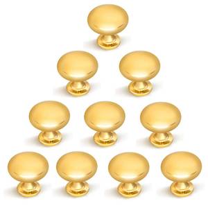 lot 6219 image: NIZADO 10 Pack Polished Gold Drawer Knob Solid Kitchen Cabinet Hardware,Polished Brass Round Cabinet Dresser Knob Euro Style Furniture Hardware,Diameter1-15 