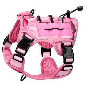 lot 6230 image: Heavy-Duty Tactical Dog Harness for Large Dogs, No Pull Adjustable Reflective Pet Vest with Molle System, K9 Military-Grade Control for Service Training, Outdoor & 10 Breeds, Pink Camo, Small