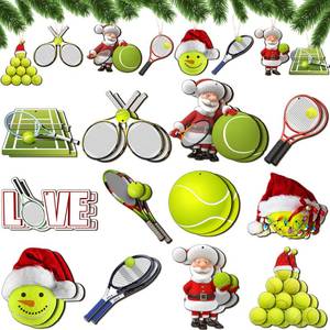 lot 6232 image: 24 Pcs Christmas Sport Ball Ornaments Christmas Wooden Sports Ball Ornaments Set Soccer Basketball Baseball Football Volleyball Tennis Pendant for Home Party Xmas Tree Decor(Tennis)