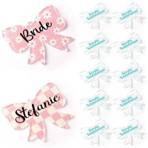 lot 6233 image: YOPPIX 10 Pcs Sublimation Bow Blanks, Sublimation Acrylic Bow Blanks Keychain for Heat Transfer Keychain Luggage Tag Baggage Handbag Travel Suitcase Tags, Home Gift Crafts Supplies