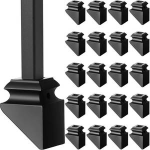 lot 6238 image: 24 Pack Iron Baluster Shoes Square Iron Balusters Wrought Spindles for Staircase Slant Shoes with Screw for Use with 12 Inch, Satin Black