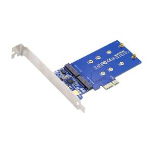 lot 6239 image: NFHK Dual SATA NGFF Key BM SSD to PCI-E 1x Motherboard Desktop Adapter Converter SSD Card JMB582 2280