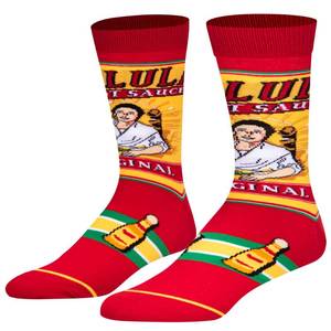 lot 6244 image: Odd Sox, Mens Funny Designer Novelty Socks, Cholula Label Crew, Large Adult