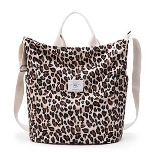 lot 6245 image: KALIDI Corduroy Tote Bag, Large Messenger Bag Shoulder Hobo Crossbody Zipper Bag Casual Work Shopping Women Leopard