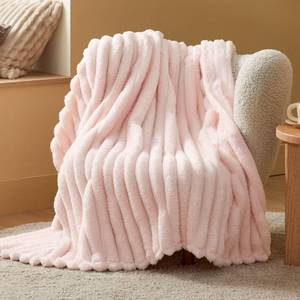 lot 6247 image: Bedsure Pink Throw Blanket for Couch - Super GentleSoft Cozy Blankets for Women, Cute Small Fleece Throws for Girls,50x60 Inches, Wider Striped Design��Pink Christmas Decor
