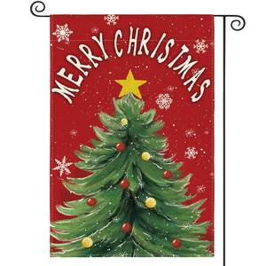 lot 6255 image: AVOIN colorlife Merry Christmas Garden Flag 12x18 Inch Double Sided Outside, Christmas Tree Star Winter Holiday Yard Outdoor Decorative Flag