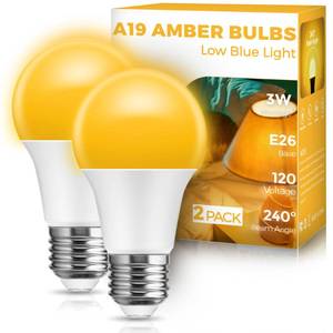 lot 6258 image: JandCase Amber Light Bulbs for Healthy Sleep, 3W Warm Light Bulbs Blue Light Blocking, Low Watt Light Bulbs 40W Equivalent, E26 A19 Dim Light Bulbs for Lamp, Bderoom, Mood Soothing, Nursery, 2 Pack