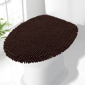 lot 6262 image: Smiry Soft Chenille Bathroom Toilet Lid Cover, Machine Washable Covers, 17.5x15, Fits Most Round, Elongated and Oblong Lids, Accessories Decor, Brown