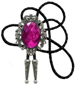lot 6265 image: Moranse Bolo Tie Natural Colors Stone Western Celtic Style Genuine and Cowhide Rope(Purple Crystal)