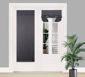 lot 6279 image: PI Blackout French Door Curtain, Privacy Thermal Insulated Curtain for GlassFrontSlidingPatio Door, 1 Panel (W26XL68, Dark Grey)