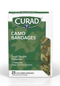 lot 6294 image: CURAD Green Camo Flex-Fabric Adhesive Bandage, 34 x 3, 25 Count