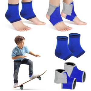 lot 6295 image: Tarpop 2 Pairs Kids Ankle Brace Set Foot Support Stabilizer Wraps Protector Guard Knitted Ankle Sleeve Sock Support Compression Socks for Injury Prevention(Blue, Medium)