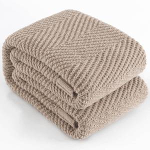 lot 6321 image: LONG CREATE Knitted Throw Blanket 50X60, Taupe Knit Throws for Bed, Super Soft Boho Chevron Blankets for Couch Sofa Chair Room Decor, Textured Decorative Farmhouse Cozy Lightweight