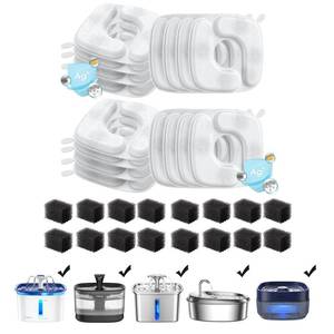 lot 6334 image: Veken Cat Water Fountain Filters, 16 Pack Replacement Filters & 16 Pack Replacement Pre-Filter Sponges Set for 50oz, 84oz, 95oz or 108oz Automatic Pet Fountain Dog Water Dispenser