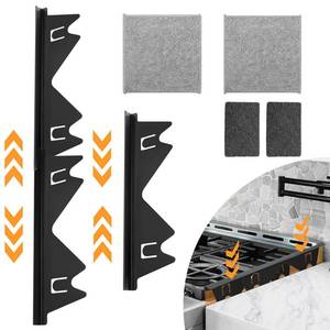 lot 6335 image: 24Pack Stove Gap Cover Stainless Steel, Luxiv 2P Stove Gap Filler Adjust Length 13.8-27.6 Strip Between Stove And Counter Gap Cover of Side Stove Guards with 4P Cleaning Sponges, Cloth (Black)