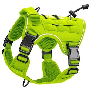 lot 6337 image: Heavy-Duty Tactical Dog Harness for Large Dogs, No Pull Adjustable Reflective Pet Vest with Molle System, K9 Military-Grade Control for Service Training, Outdoor & 10 Breeds, Wild Lime, Small