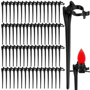 lot 6351 image: Augshy 48 Pack Christmas Light Stakes, 7.5 inch Yard Lawn Holiday Light Ground Stakes for C7 C9 Outside String Lights Universal Outdoor Light Holders for Christmas Decoration Garden Lawn Path Black