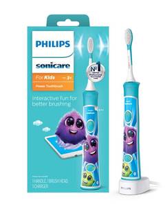 lot 6371 image: Philips Sonicare for Kids 3 Bluetooth Connected Rechargeable Electric Power Toothbrush, Interactive for Better Brushing, Turquoise, HX632102