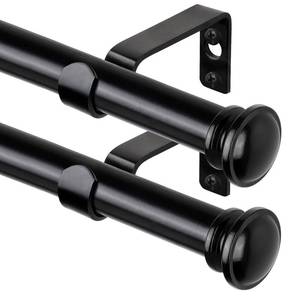 lot 7086 image: TONIAL 2 Pack Curtain Rods 32 to 58 Inch, Telescoping Splicing 34 Inch Single Rods for Windows Decorative Drapery Rod with Small Finial, Black