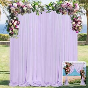 lot 7095 image: MYSKY HOME 10ft x 7ft Party & Wedding Curtains - Light Purple Background Drapes with Rod Pocket for Baby Showers & Stage, 5ft x 7ft, 2 Panels