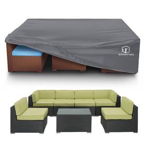 lot 7102 image: STARTWO Patio Furniture Covers Waterproof Outdoor Lawn Furniture Set Cover for 7-12 Piece Sectional Sofa, Conversation Set Garden Dining Tables Chairs,Grey
