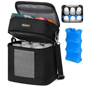 lot 7111 image: Mancro Breast Milk Cooler Travel Bag with Ice Pack, Double Layer Baby Bottles Bag for Daycare Fits 6 Baby Bottle up to 9 Ounces, Breast Pump Bag for Nursing Moms with Shoulder Strap, Black