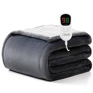 lot 7117 image: Homemate Heated Blanket Electric Throw - 50x60 Heating Blanket Throw 12468 Hours Auto-Off 10 Heat Level Over-Heat Protection Flannel Sherpa ETL Certification