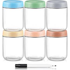 lot 7127 image: DRKIO 16 Oz Overnight Oats Containers with Lids - 6 Pack Glass Storage Jars with Airtight Lids Wide Mouth Mason Food Jars Great for Meal Prep Salad Chia Pudding Snacks Yogurt Sugar Spice Cereal