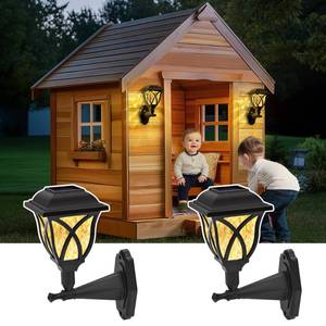 lot 7131 image: TISEJOY Solar Wall Lantern Outdoor Playhouse Light, Waterproof Decorative Solar Powered for Playground, Storage Shed, Dog House, Garden Wall, Fence, Patio, Backyard (2 Pack)