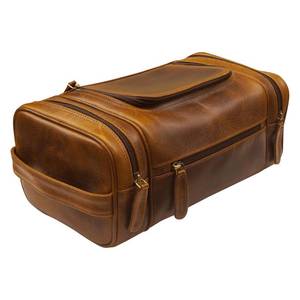 lot 7136 image: ELIZO Genuine Leather Toiletry Bag for Men Mens Toiletry Bags for Traveling Waterproof Hanging Leather Dopp Kit wHook Extra largeToiletry Bag Travel Organizer for Toiletries