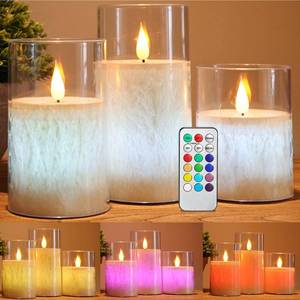 lot 8239 image: ACROSS Color Changing Flameless Candles With Remote Control, Battery Operated Candles LED Pillar Candle with Timer, 4 5 6 candles set of 3 Pack For Wedding Centerpieces Holiday table Decorations
