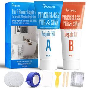 lot 8242 image: Tub Repair Kit White, Tub Chip and Bathtub Repair Kit for Enamel, Fiberglass, Acrylic, Porcelain, Patch and Repairs Chips, Crack, Scratches, Rust, Holes on Tubs, Toilet, Sink, Shower, Tray in Bathroom
