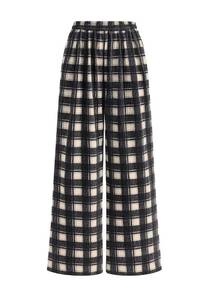 lot 8248 image: PRETTYGARDEN Casual Womens Pants 2026 Elastic Waist Palazzo Long Pajama Wide Leg Trousers Knit Fall Outfits with Pockets (Plaid Black,Large)