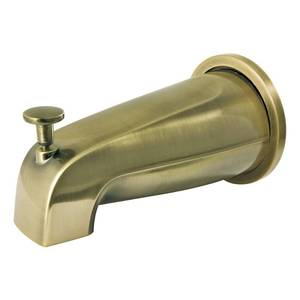 lot 8274 image: Kingston Brass K188E3 Showerscape Diverter Tub Spout with Flange, Antique Brass, 5.5 x 3.06 x 3.06