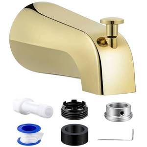 lot 8275 image: Dreyoo Tub Spout (Universal Fits 12 Copper Pipe, 12 IPS and 34 IPS), Bathroom Bathtub Faucet with Adapters and Hex Wrench(Polished Brass,Simple)