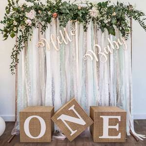 lot 8277 image: Burlap Print ONE Boxes for 1st Birthday Decorations Boho First Birthday Decorations Gender Neutral 3 Pcs ONE Balloon Box