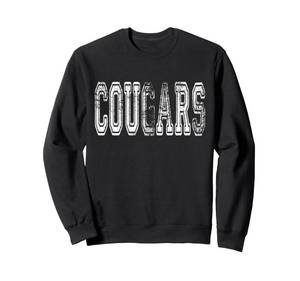 lot 8283 image: Cougars Mascot Distressed Vintage School Sports Name Fans Sweatshirt