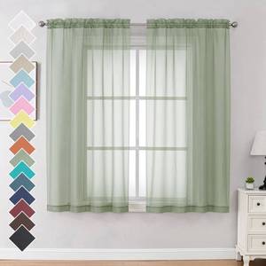 lot 8291 image: OVZME Light Green Sheer Curtains 63 inch Length 2 Panels Set for Bedroom Living Room, Elegant Light Filtering Sheer Drapes Window Treatments, Each is 42W x 63L Inches, Sage Green