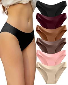 lot 8300 image: FINETOO 6 Pack Women��s Seamless Hipster Underwear No Show Panties Invisibles Briefs Soft Stretch Bikini Underwears XS-XXL(L)