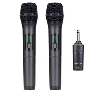 lot 19688 image: Kithouse K380A Wireless Microphones - Dual UHF Handheld Cordless Mics with Rechargeable Bluetooth Receiver - KaraokeSpeechChurch (Elegant Black)