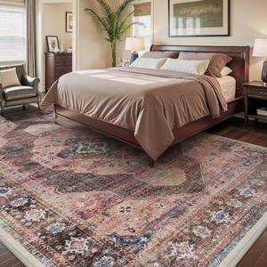 lot 19714 image: Engiw-Pink Brown 5x7 Area Rugs for Bedroom Living Room Rug Girl Nursery Rug for Study Room Dining Room Rugs Carpet Washable Easy Care Non Slip Soft