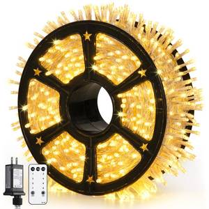 lot 19726 image: JMEXSUSS Outdoor Christmas Lights Plug in 315ft 1200 LED Christmas Tree Lights with Remote - 8 Modes Warm White Xmas String Light for Wedding Holiday Yard Party Indoor Decoration