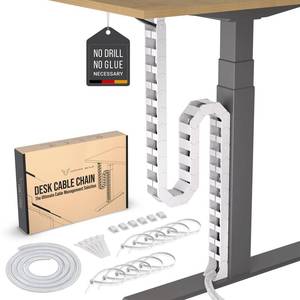 lot 19728 image: Ultimate Setup Under Desk Cable Management Vertebrae - Perfect for Sit Stand Desk - White, 133 cm