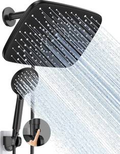 lot 19741 image: Veken 11.8 Inch Rain Shower Head with Handheld- High Pressure Dual Shower Heads with 5 Modes Handheld Spray Combo- Wide Rainfall Showerhead with Hose, Bathroom Accessories, Matte Black