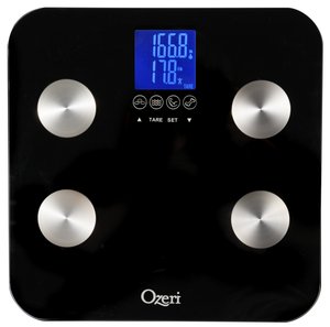 lot 19742 image: Ozeri Touch 440 lbs Total Body Weight Scale (Body Fat, Muscle, Bone, Weight & Hydration), Auto Recognition Bath Scale with Infant Tare
