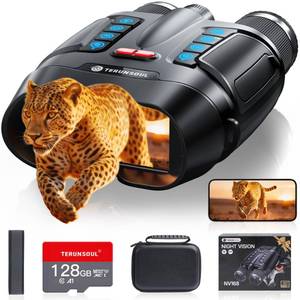 lot 19744 image: Night Vision Goggles - Smart APP 4K Night Vision Binoculars, 10000mAh Battery, 128GB Card for Photo and Video, 3 UHD Screen & 8X Zoom Binoculars for Camping, Hunting, Security (Black)